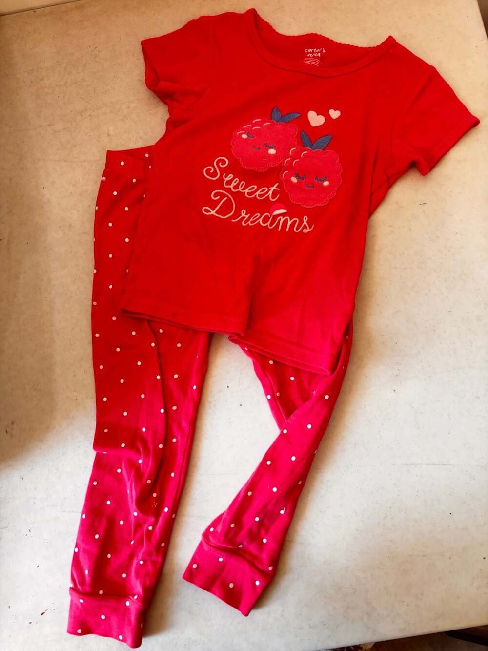 Carters Sweet Dreams Raspberry and Polka Dot Pajama Set Size 4T
